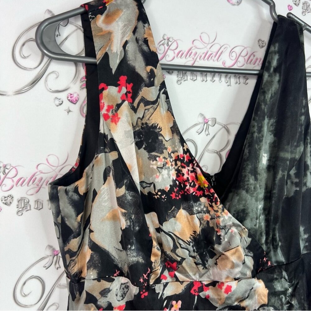 Donna Ricco dress silk flowers design Vneck Floral Dress - Black and Red - Picture 9 of 9